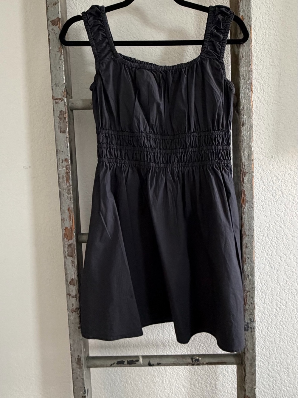 Uniqlo Black Ruched Strap Mini Dress